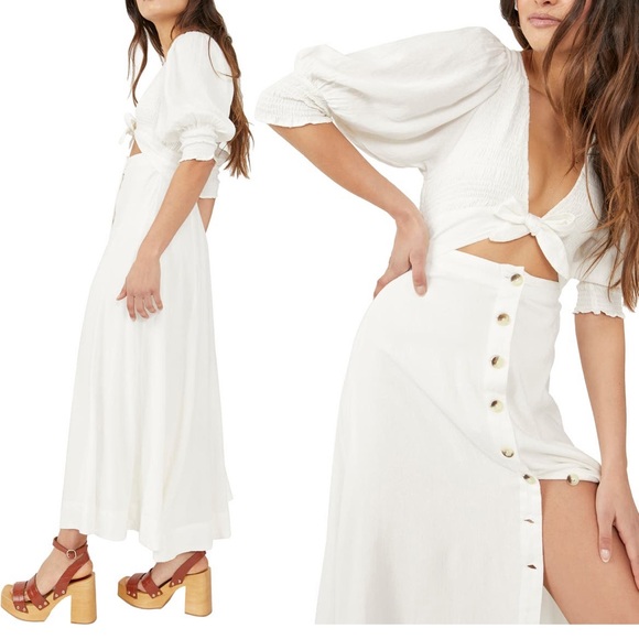 Free People String of Hearts Cut out Maxi Dress White Size Small - Picture 5 of 5